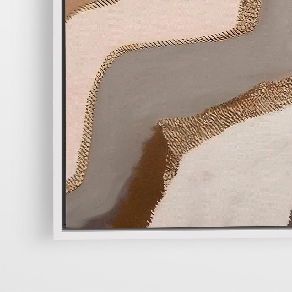 Obraz w ramie 70x50 - Płynne Fale - abstrakcja, neutralne kolory - rama biała