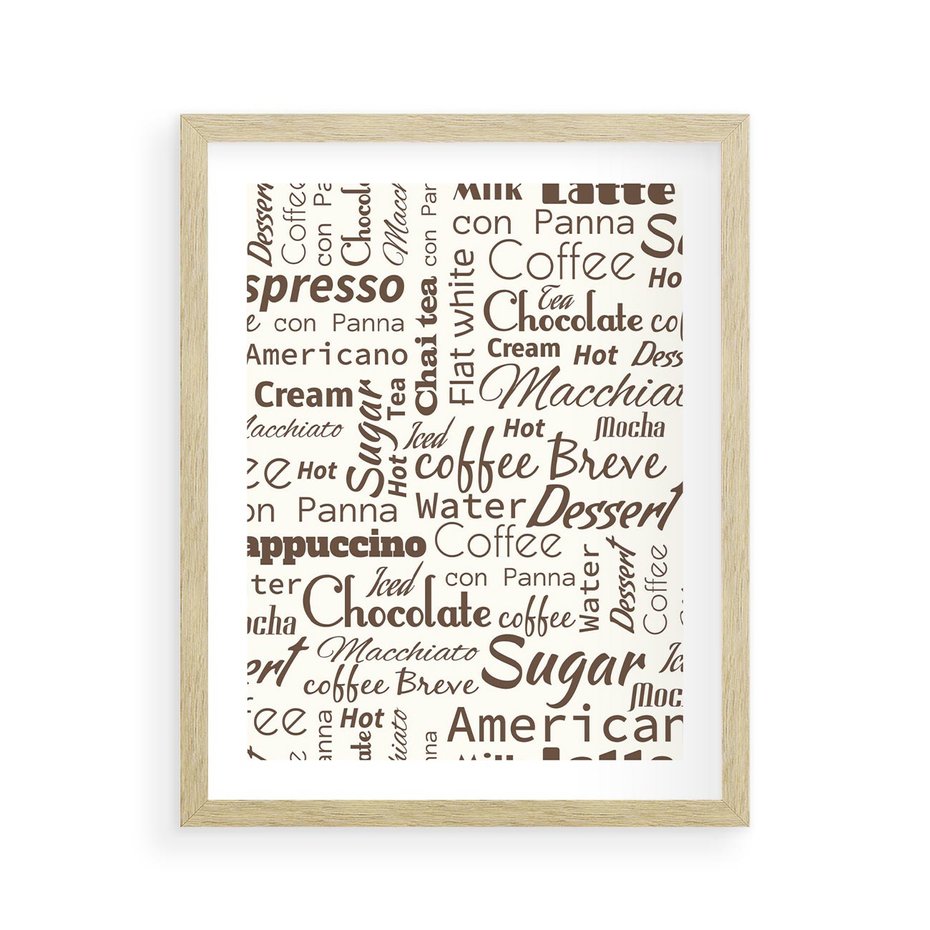 Plakat w ramie 40x50 - Kawa w Stylu Coffee - kawa, coffee - rama drewno