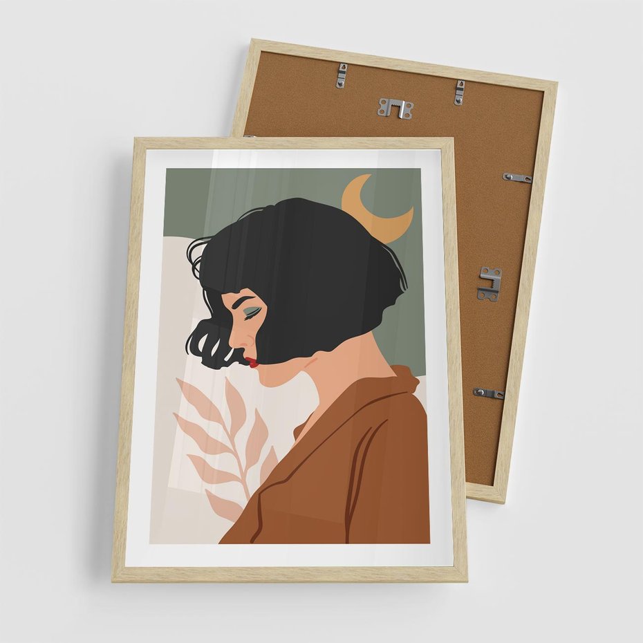 Plakat w ramie 50x70 - Kobieca Pasja - nowoczesny plakat, styl retro - rama drewno