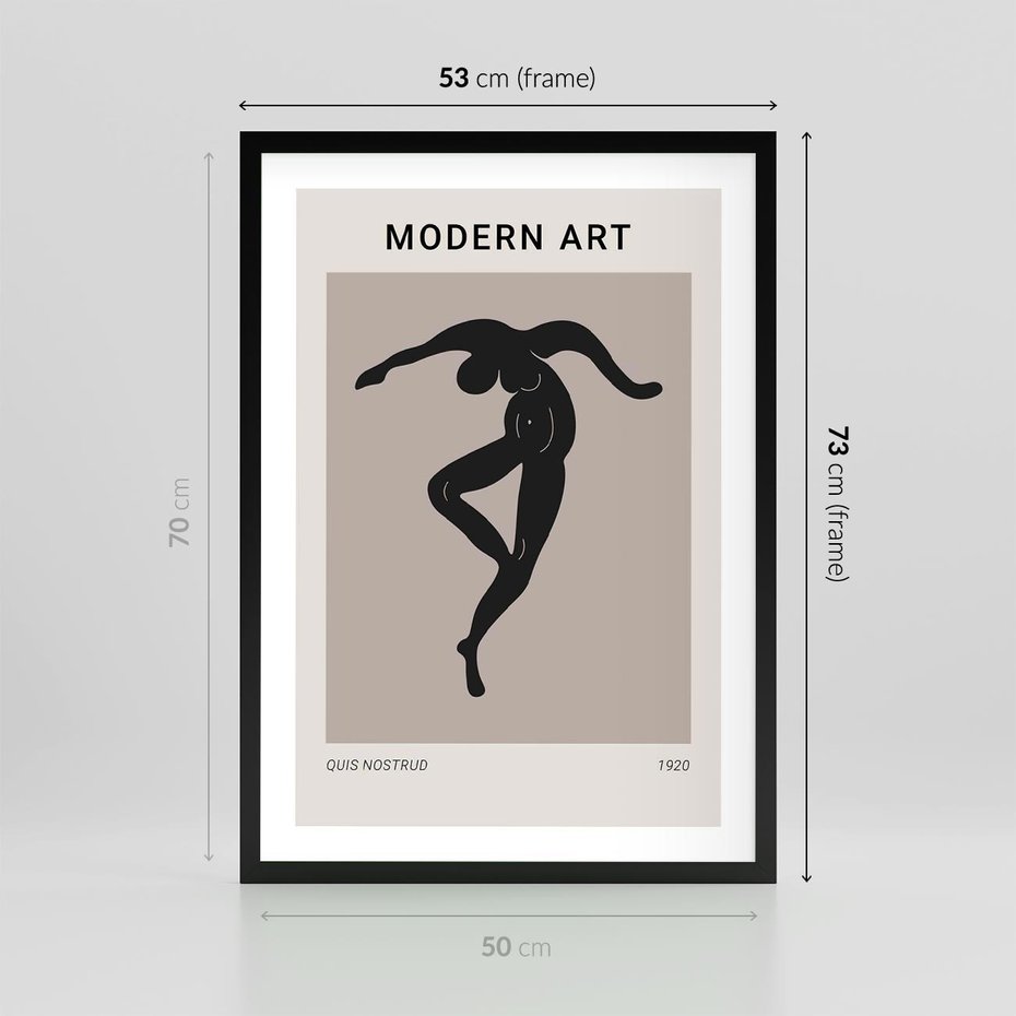 Plakat w ramie 50x70 - Modernistyczna Wizja - plakat modern, czarna postać - rama czarna