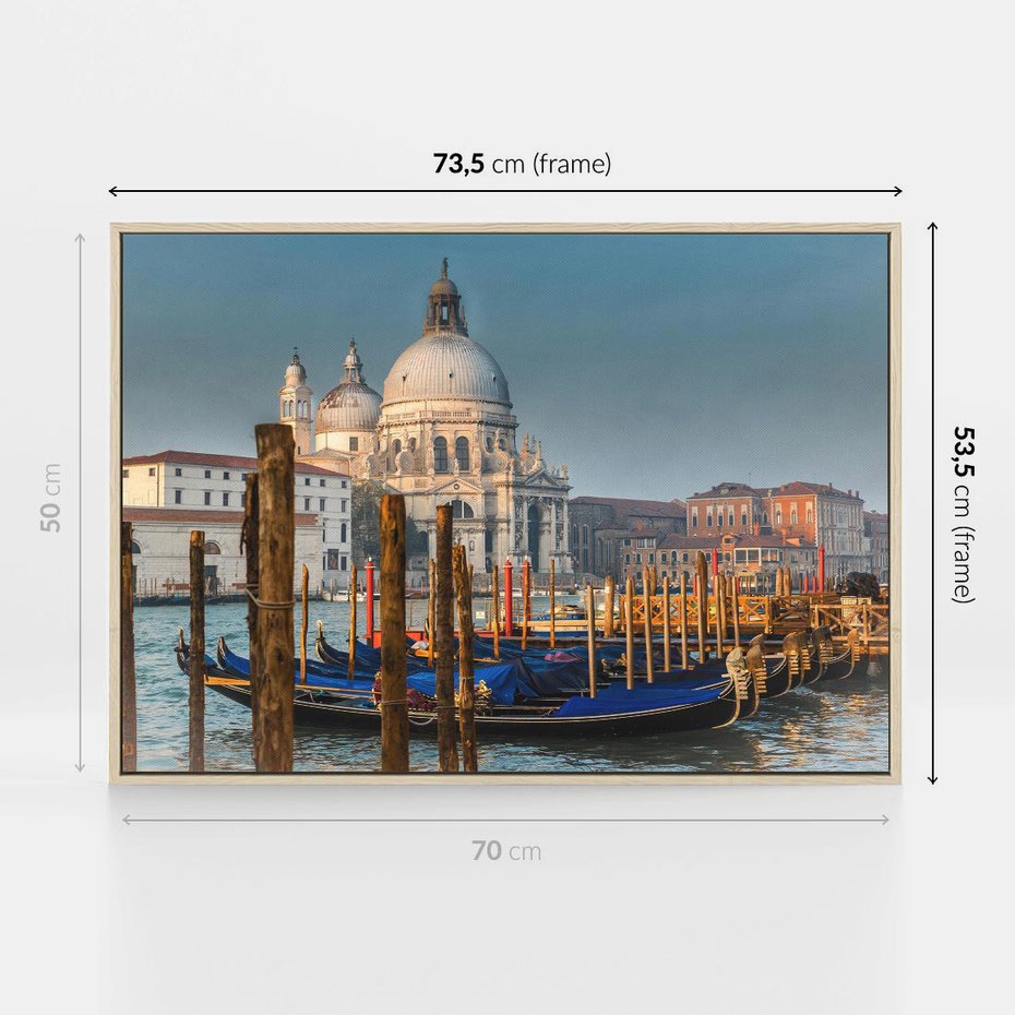 Obraz w ramie 70x50 - Urok Wenecji - fotografia, przystań w Wenecji - rama drewno