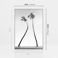 Obraz w ramie 80x120 - Samotne Palmy - czarno biała fotografia, dwie samotne palmy - rama biała
