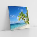 Obraz na płótnie 50x50 - Rajskie Malediwy: Plaża pod palmami - Malediwy, plaża