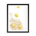 Plakat w ramie 50x70 - Cytrynowa Siatka - cytryny, materiałowa siatka - rama czarna
