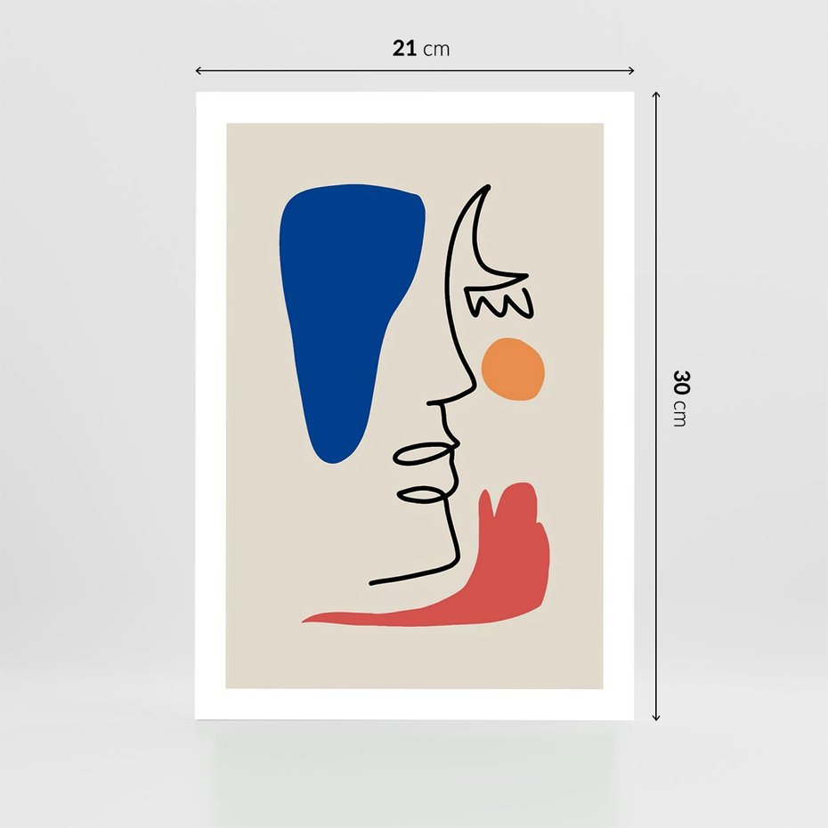 Plakat bez ramy 21x30 - Rozbijające Symfonie Form - abstrakcyjny obraz, przypomina twarz