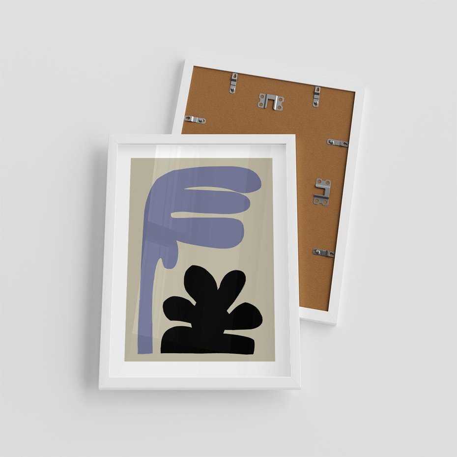 Plakat w ramie 30x40 - Abstrakcyjne Interakcje Form - minimalizm, boho plakat - rama biała