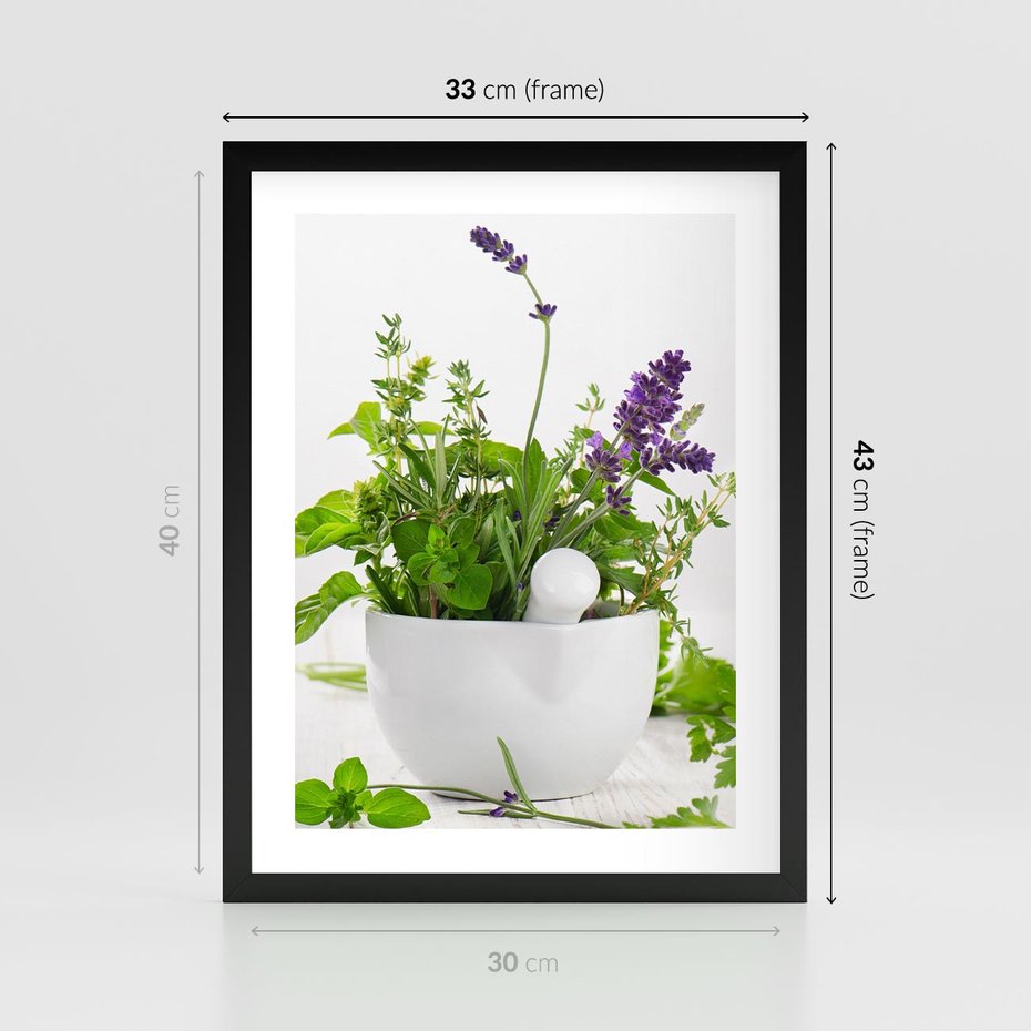 Plakat w ramie 30x40 - Kwiaty i zioła w restauracji - kwiaty, zioła - rama czarna