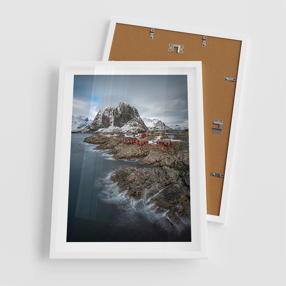 Plakat w ramie 50x70 - Skandynawia - górska odsłona - Skandynawia, góry - rama biała
