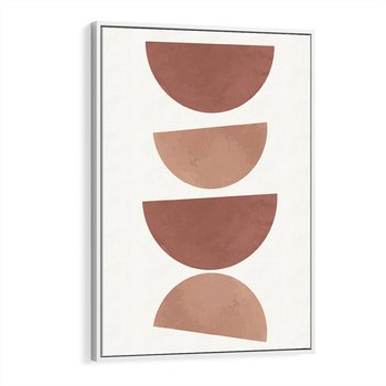 Obraz w ramie 50x70 - Abstrakcyjne Widzenia - abstrakcyjne geometryczne kształty, odcienie brązu i beżu - rama biała