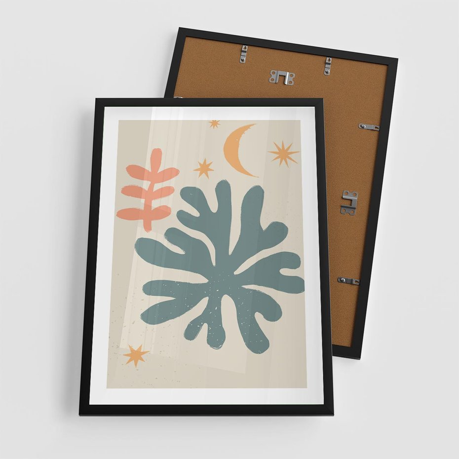 Plakat w ramie 50x70 - Rozbłysk Emanacji - boho formy, kształty - rama czarna