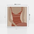 Obraz w ramie 80x80 - Kobiece Retro - minimalistyczny boho plakat, retro kobieta w stroju kąpielowym - rama biała