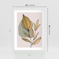 Plakat w ramie 30x40 - Rozkwitające Wnętrza Światła - abstrakcyjny obraz boho, liście - rama biała