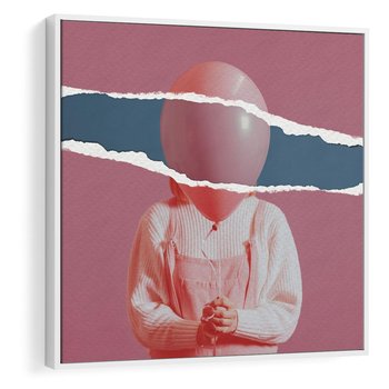 Obraz w ramie 50x50 - Kolaż Wyobraźni - kolaż zdjęć, styl retro - rama biała