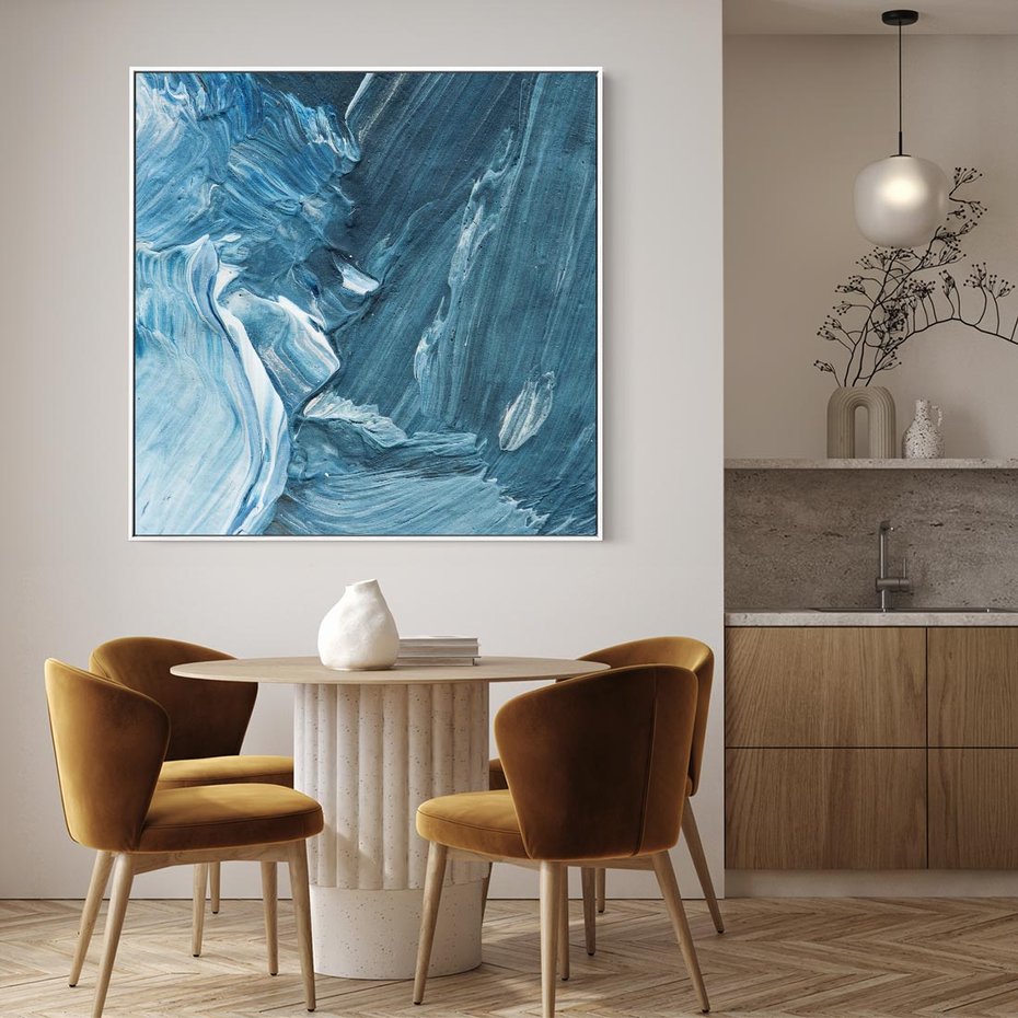 Obraz w ramie 80x80 - Wyrazista abstrakcja w akwareli - abstrakcja, akwarela - rama biała