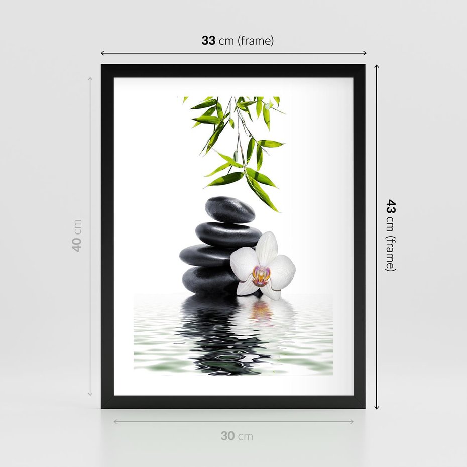 Plakat w ramie 30x40 - Orchidea w Spa - spa, orchidea - rama czarna