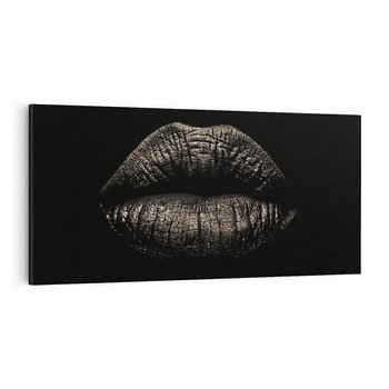 Obraz na płótnie 120x60 - Usta Czarno-Białe - usta, czarno