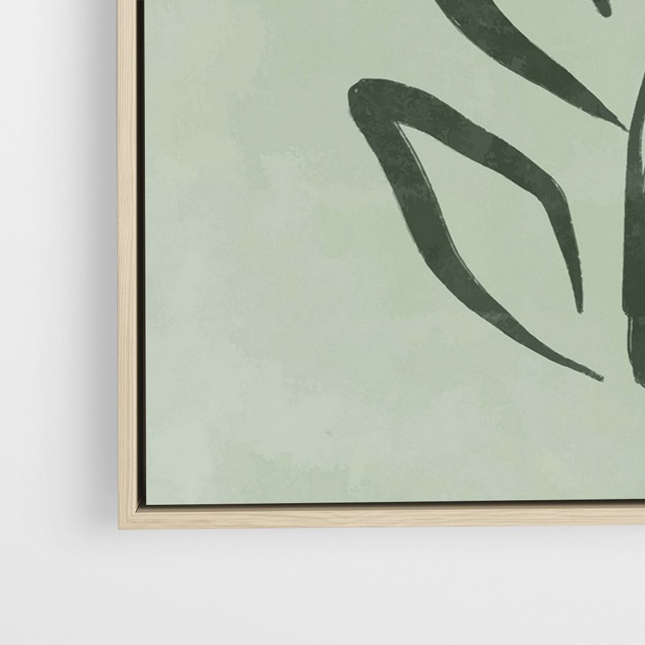 Obraz w ramie 70x100 - Zieleń Wyjątkowego Ukojenia - zielona abstrakcja, zgaszona zieleń - rama drewno