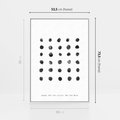 Obraz w ramie 50x70 - Boho Sztuka Wolości - minimalistyczny plakat, czarne kropki na białymtle - rama biała