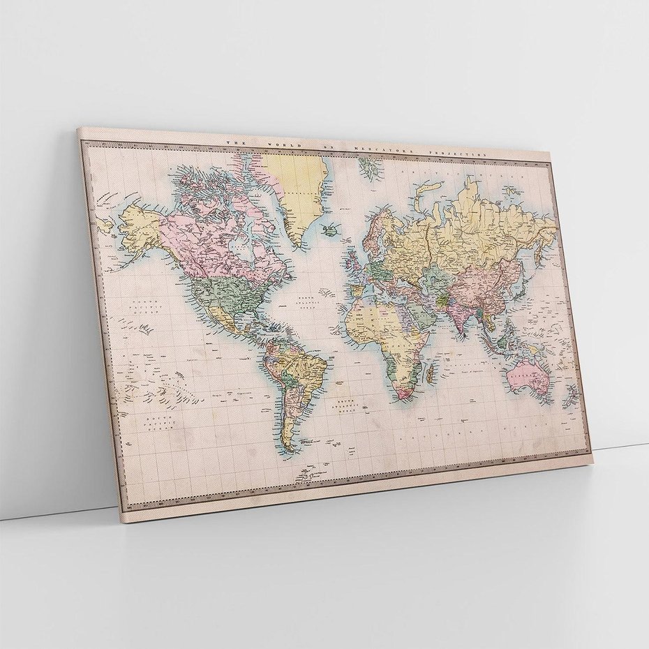 Obraz na płótnie 100x70 - Światło Przeszłości - retro mapa świata, mapa