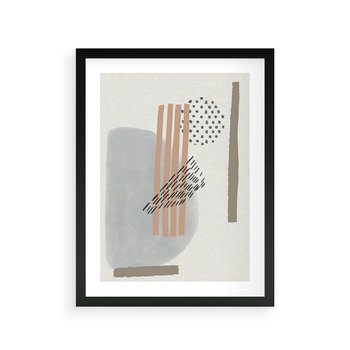 Plakat w ramie 40x50 - Nowoczesna Abstrakcja: Delikatne Beże - abstrakcja, nowoczesna sztuka - rama czarna
