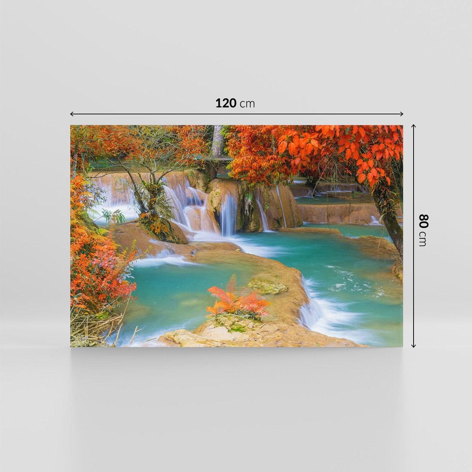 Obraz na płótnie 120x80 - Urok laotańskiego wodospadu - Laos, Azja