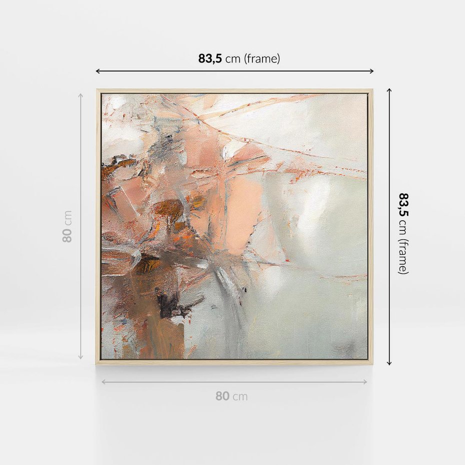 Obraz w ramie 80x80 - Taniec księżycowego pyłu - abstrakcja, tekstury farb - rama drewno