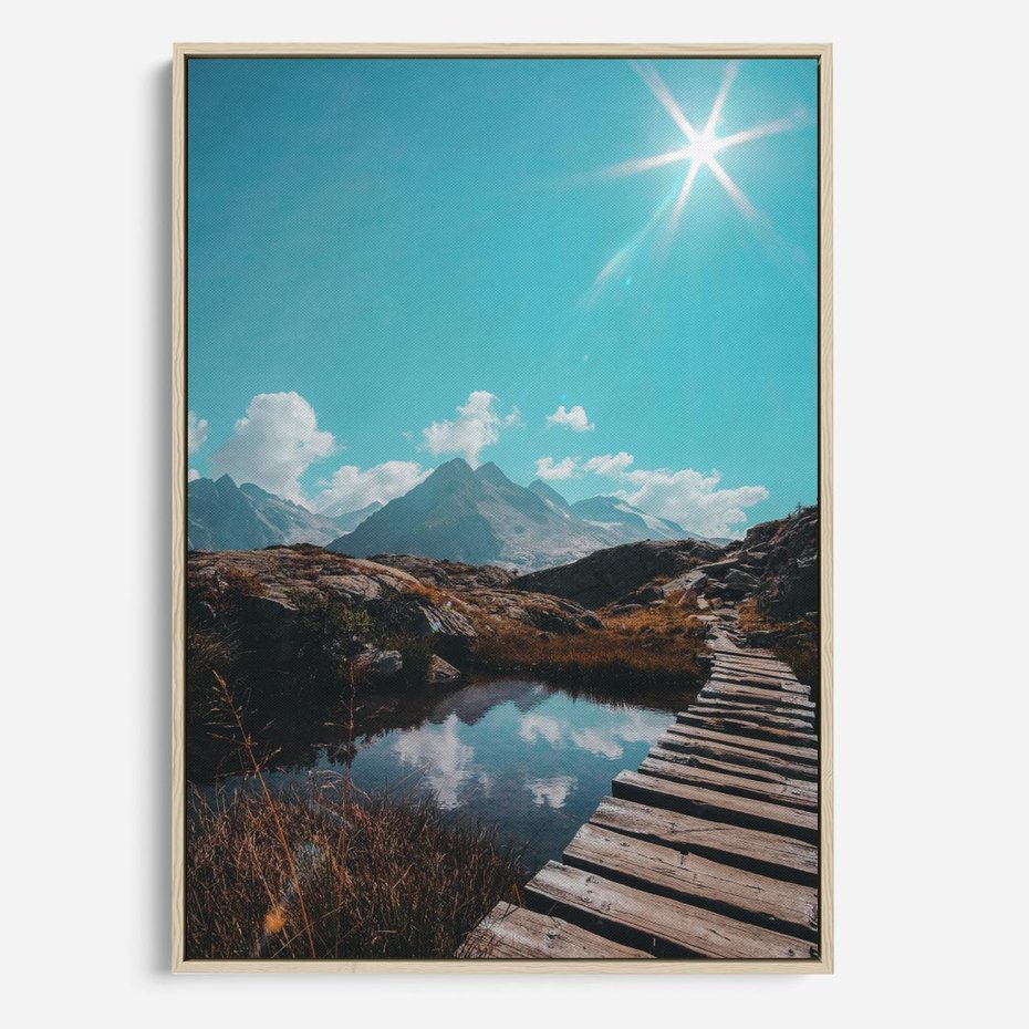 Obraz w ramie 50x70 - Inspirujący Pejzaż - ścieżka, górska - rama drewno