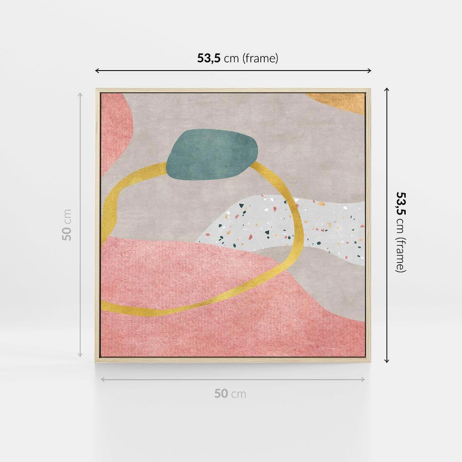 Obraz w ramie 50x50 - Ekspresja w ruchu pędzla - abstrakcja, połączenie kształtów - rama drewno