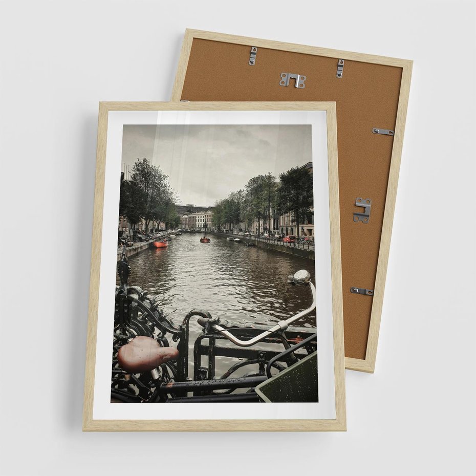 Plakat w ramie 50x70 - Miasto na Wodzie - holenderskie kanały, amsterdam - rama drewno