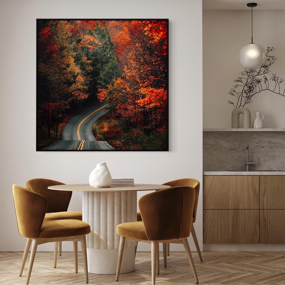 Obraz w ramie 50x50 - Jesienne Podróżowanie - fotografia, jesień - rama czarna