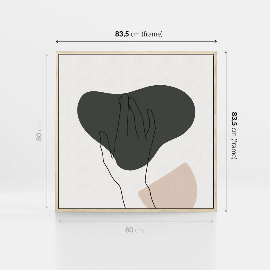 Obraz w ramie 80x80 - Bezczasowe Echo - szkic jedną linią, one line - rama drewno