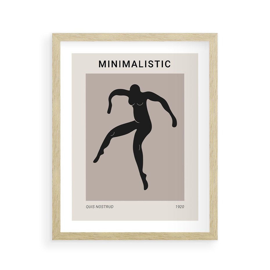 Plakat w ramie 40x50 - Sztuka Nowoczesności: Minimalistyczny Plakat - modern art, minimalistyczny plakat - rama drewno