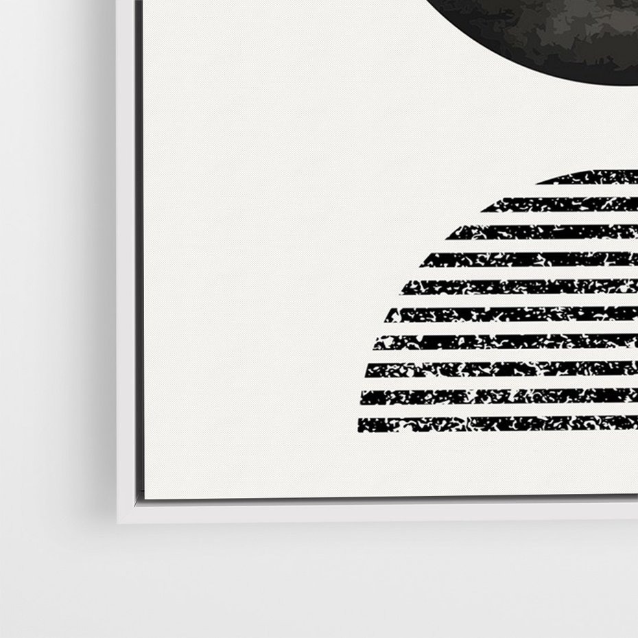 Obraz w ramie 50x70 - Tajemnicza Kompozycja - abstrakcyjne czarno białe formy, minimalizm - rama biała