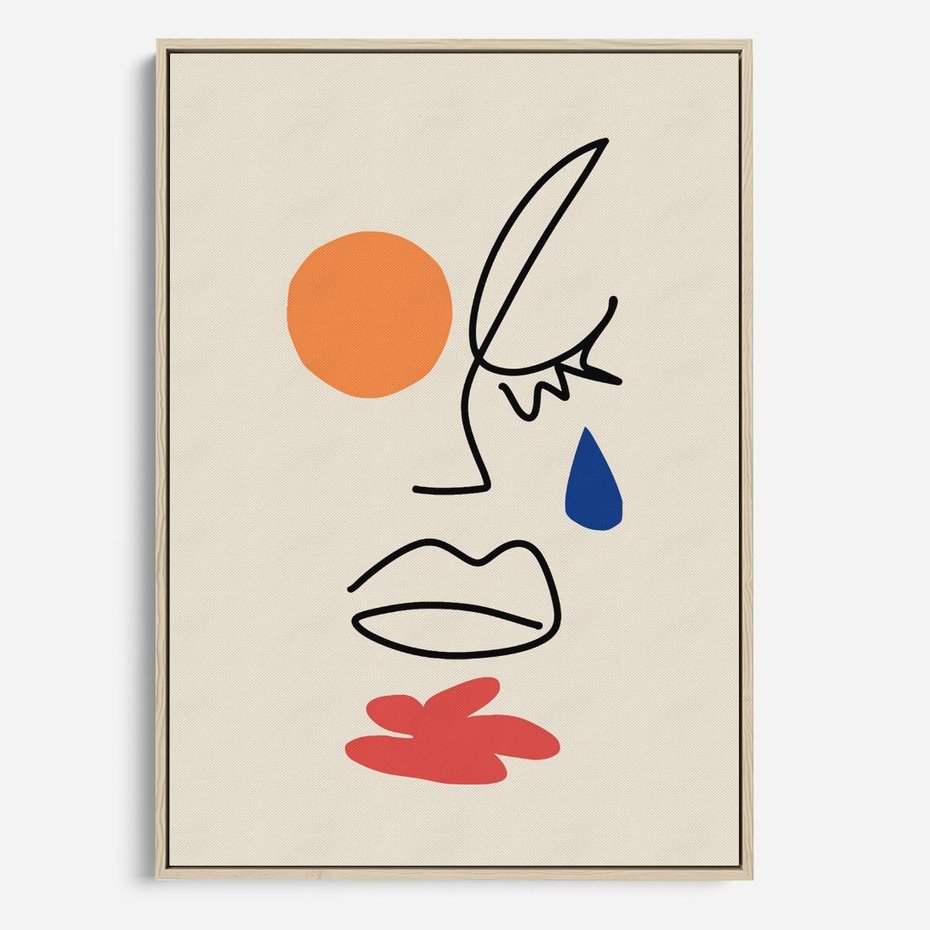 Obraz w ramie 50x70 - Impresje Plam - abstrakcyjny obraz, przypomina twarz - rama drewno