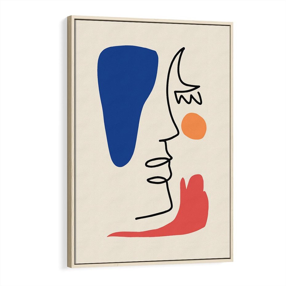 Obraz w ramie 80x120 - Rozbijające Symfonie Form - abstrakcyjny obraz, przypomina twarz - rama drewno