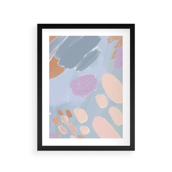 Plakat w ramie 50x70 - Migocące Pastelowe Spektrum - abstrakcyjne akwarelowe plamy, pastele - rama czarna