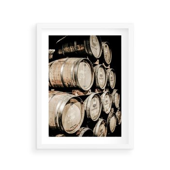 Plakat w ramie 40x50 - Tradycyjne Beczki - beczki, rustykalna fotografia - rama biała