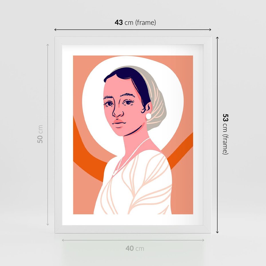 Plakat w ramie 40x50 - Kobieca Harmonia - nowoczesny plakat, styl retro - rama biała