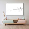 Obraz w ramie 100x70 - Postać na Łóżku - one line art, szkic - rama biała