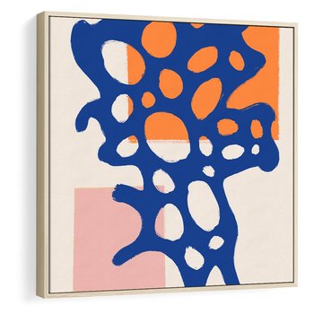 Obraz w ramie 80x80 - Migotliwe Nastroje - abstrakcyjna niebieska forma, dziwne kształty - rama drewno