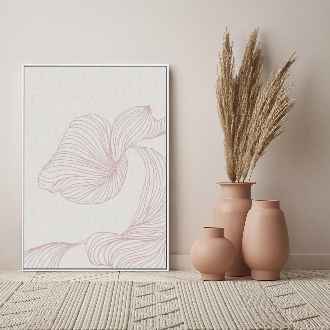 Obraz w ramie 70x100 - Szept marzeń i tajemnic - abstrakcyjne, roślinne ornamenty - rama biała