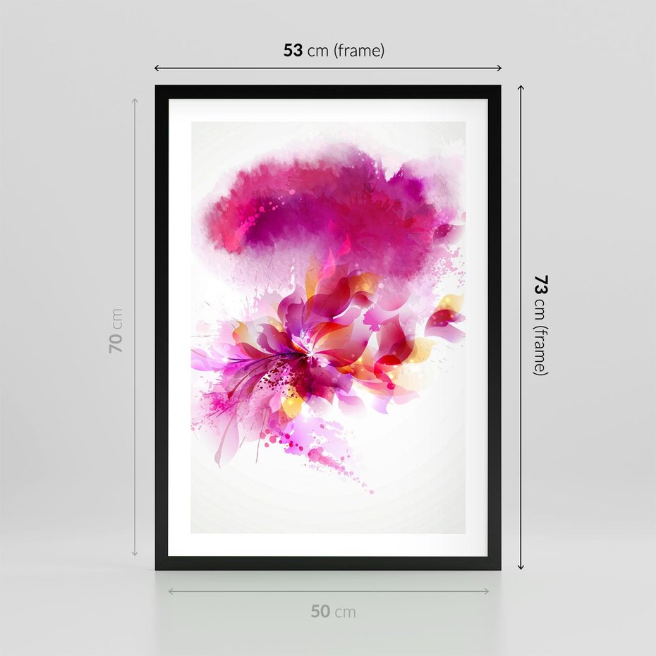 Plakat w ramie 50x70 - Kwiaty abstrakcji - abstrakcja, kwiaty - rama czarna