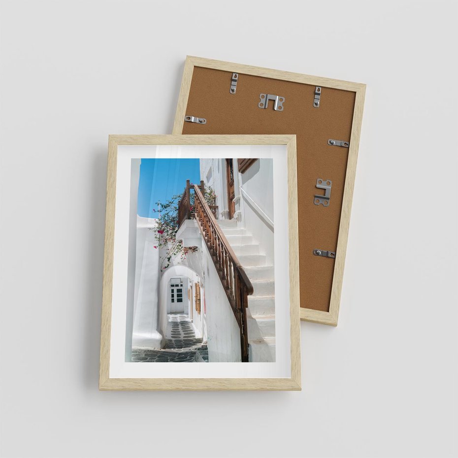 Plakat w ramie 30x40 - Schody Uliczką W dół - schody, uliczka - rama drewno