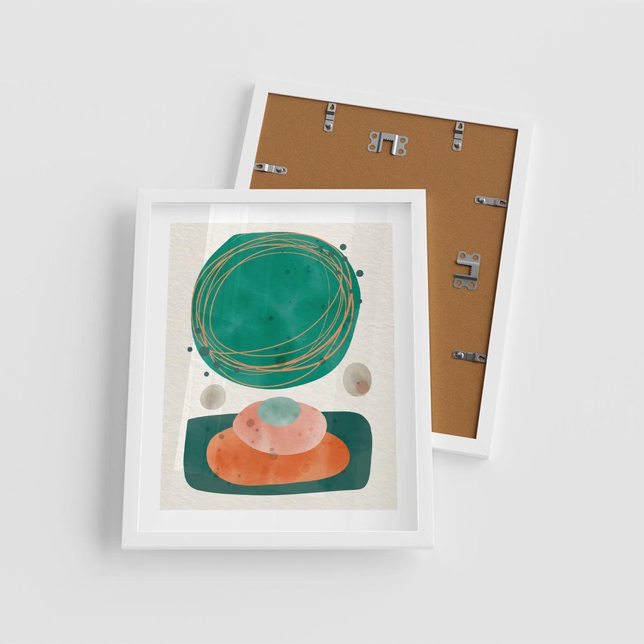 Plakat w ramie 40x50 - Rozmyte Granice - abstrakcyjne plamy, zielony - rama biała