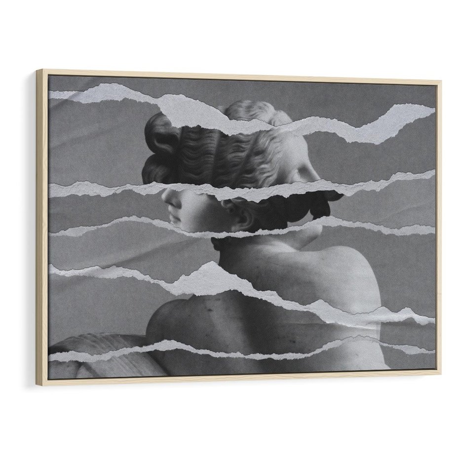 Obraz w ramie 120x80 - Kolaż z Antyczną Rzeźbą - antyczna rzeźba, kolaż ze zdjęć - rama drewno