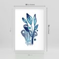 Plakat w ramie 50x70 - Akwarelowy Błękit - pastelowy, abstrakcyjny plakat - rama biała