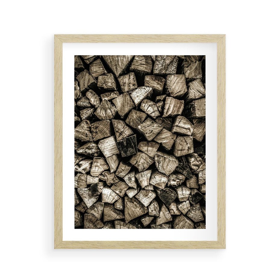Plakat w ramie 40x50 - Piękno Drewna - belki drewna, drewno - rama drewno