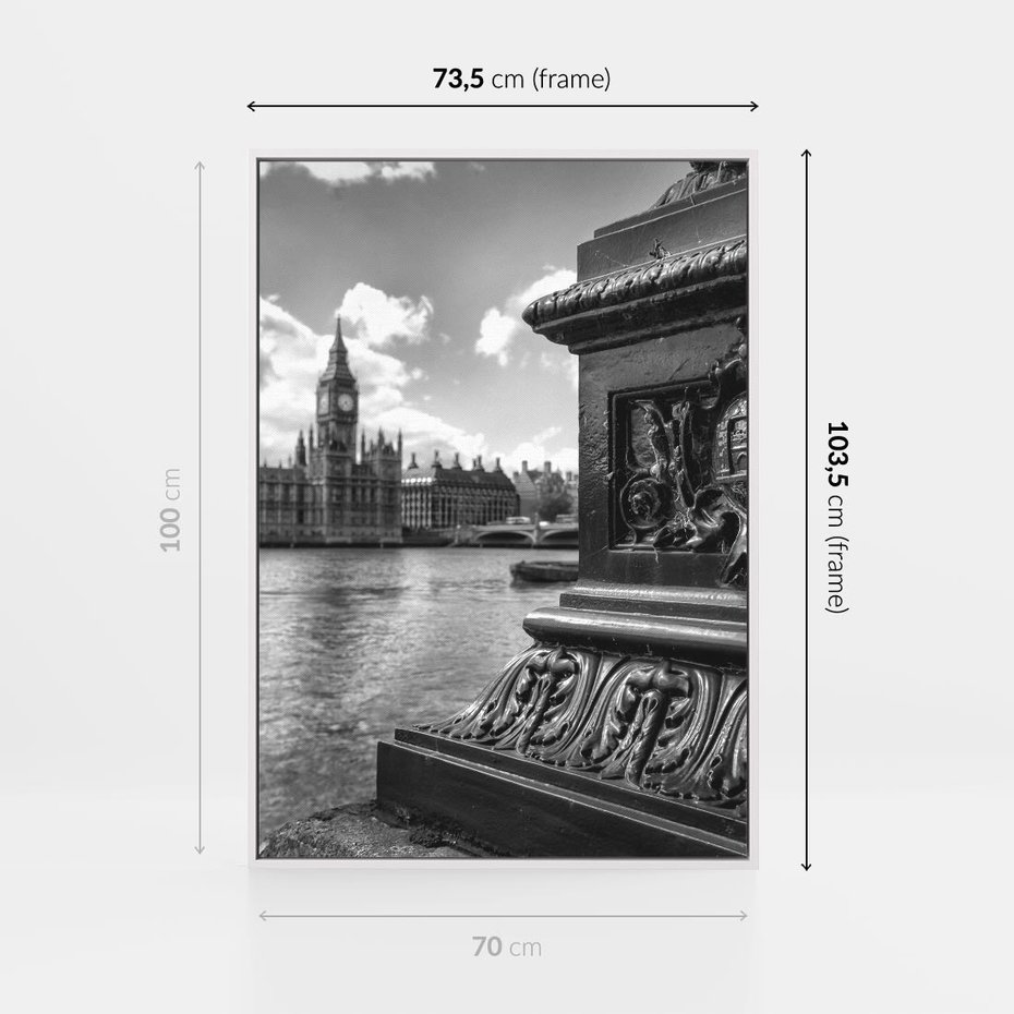 Obraz w ramie 70x100 - Pejzaż kruchości i siły - Londyn, Tamiza - rama biała