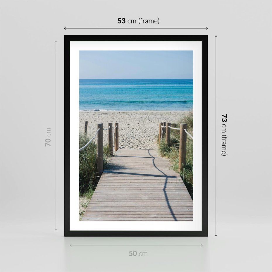 Plakat w ramie 50x70 - Żywa Natura - plaża, morze - rama czarna