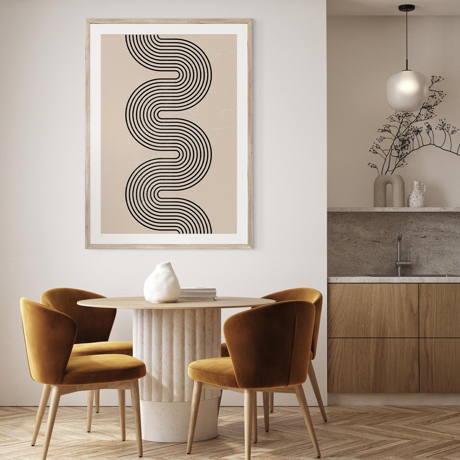 Plakat w ramie 50x70 - Bezgraniczne Odbicia - abstrakcyjne linie, geometria - rama drewno